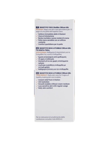 Nivea Men Sensitive Viso E Barba Cream Gel 50ml - Sollievo Dal Prurito